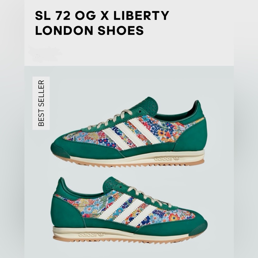 Adidas Liberty London Green Athletic Shoes with Signature Stripes